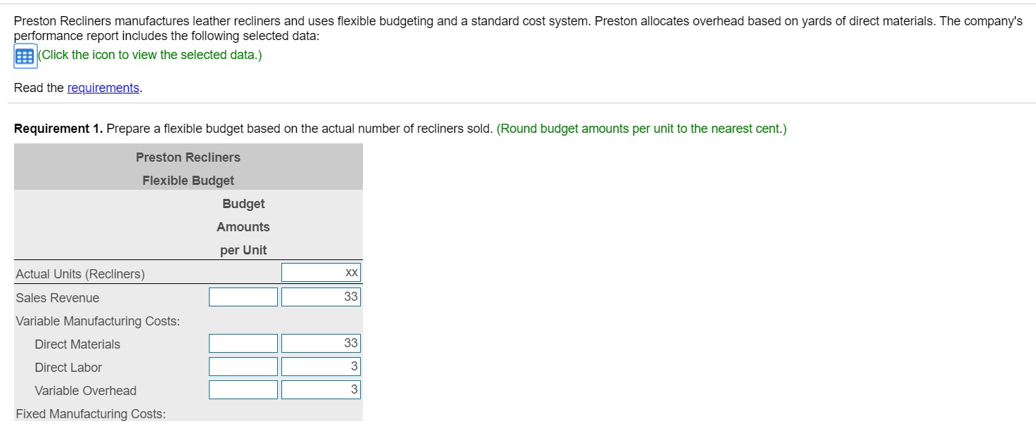 i need help with this problem please Preston Recliners manufactures leather recliners