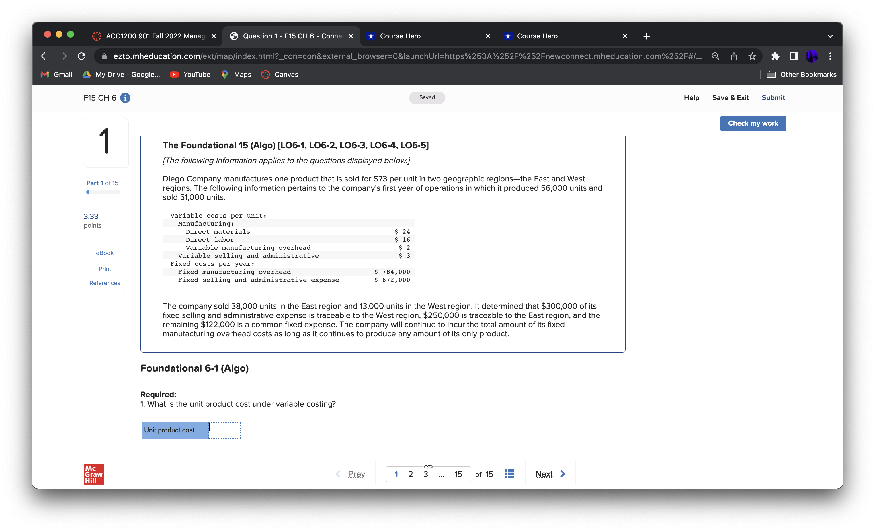  . . ACC'IZOO 901 Fall 2022 Mana X 6 Question 1