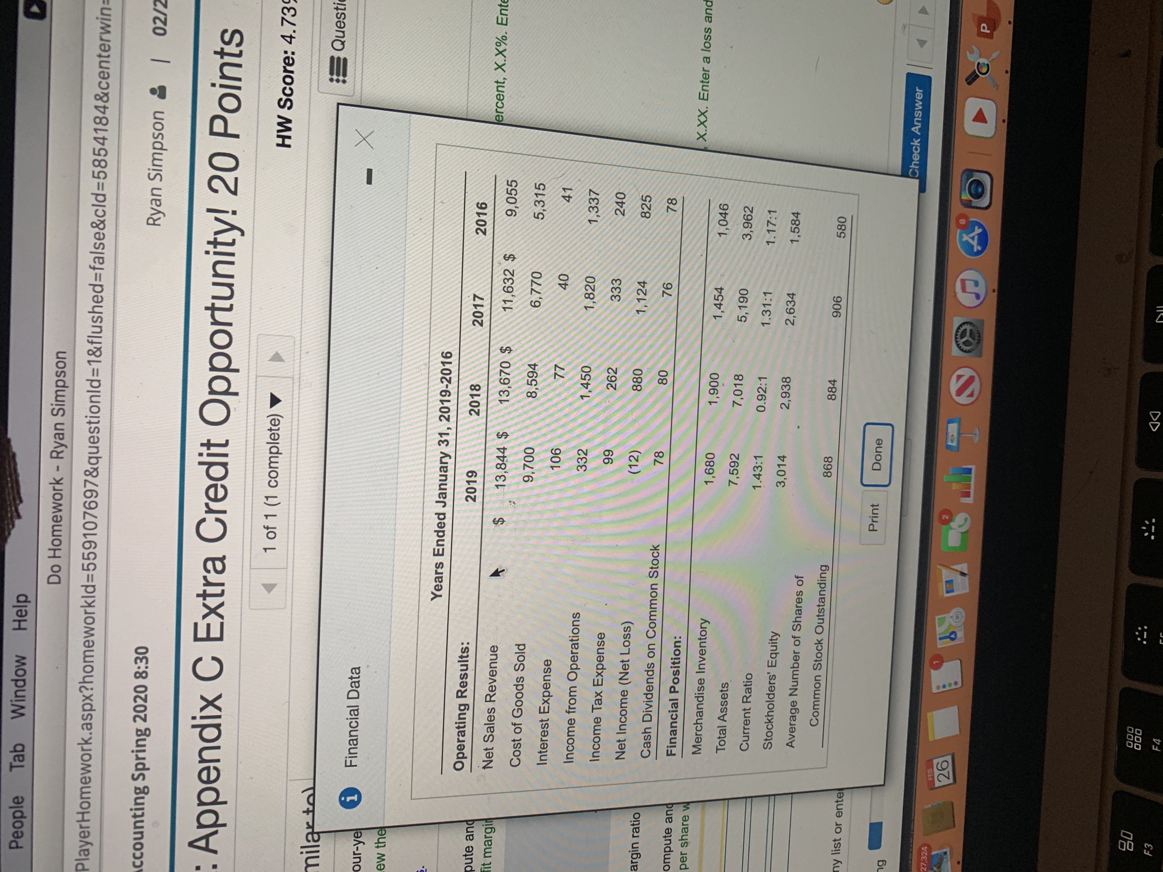 Times interest earned for 2017-2019 People Tab Window Help Do Homework -