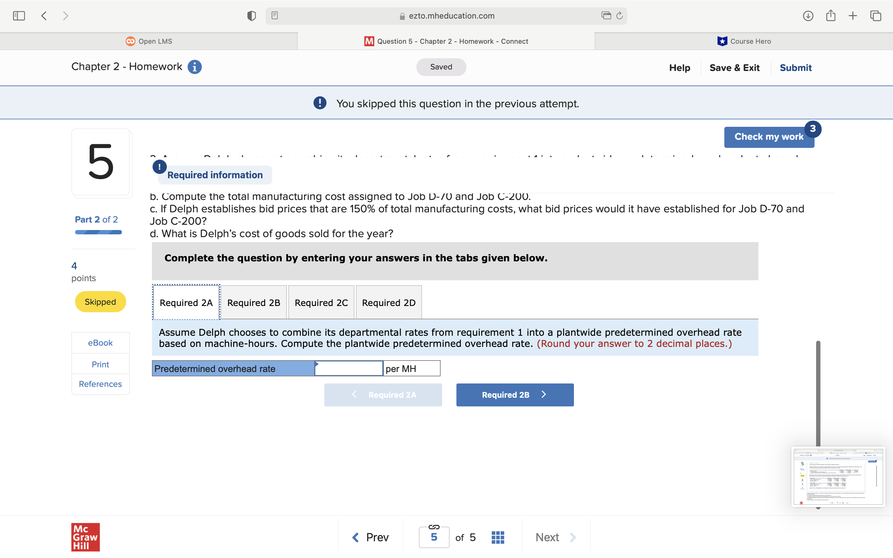 Open LM m Question 5 - Chapter 2 - Homework - Connect