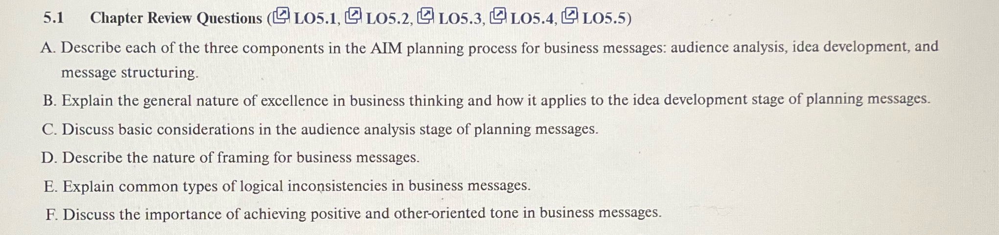Please help me understand how to answer these questions 5.1 Chapter Review