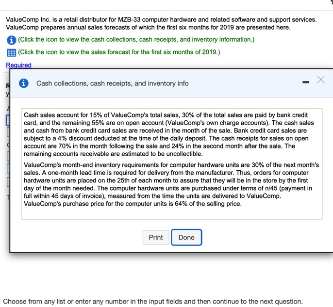 the icon to view the cash collections, cash receipts, and inventory information.)