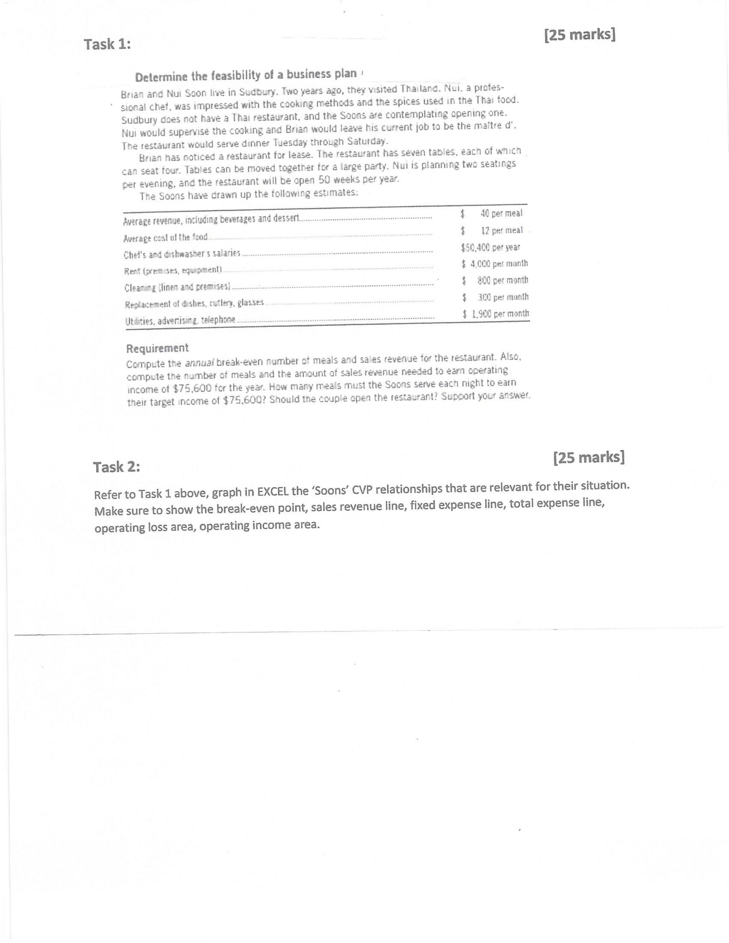 Need Answers for Task 1 and 3 please Task 1: [25 marks]