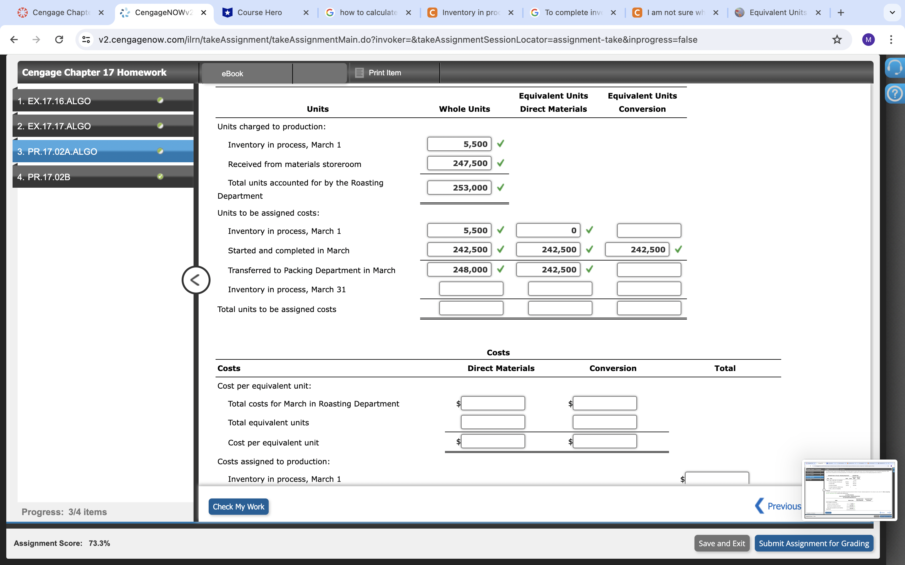 PR.17.02B L Progress: 3/4 items Assignment Score: 39.77% CengageNOWv2 | Online teac