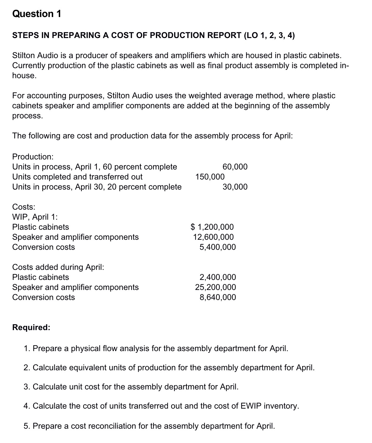 Kindly solve all the steps with work show. Question 1 STEPS IN