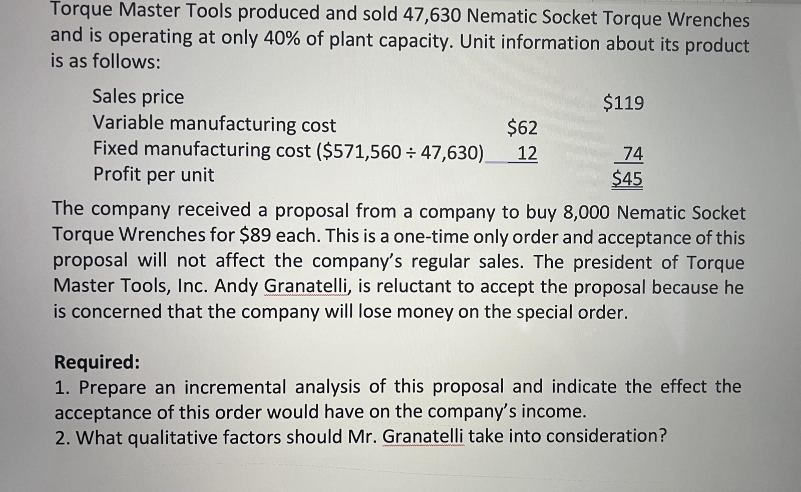  Torque Master Tools produced and sold 47,630 Nematic Socket Torque Wrenches