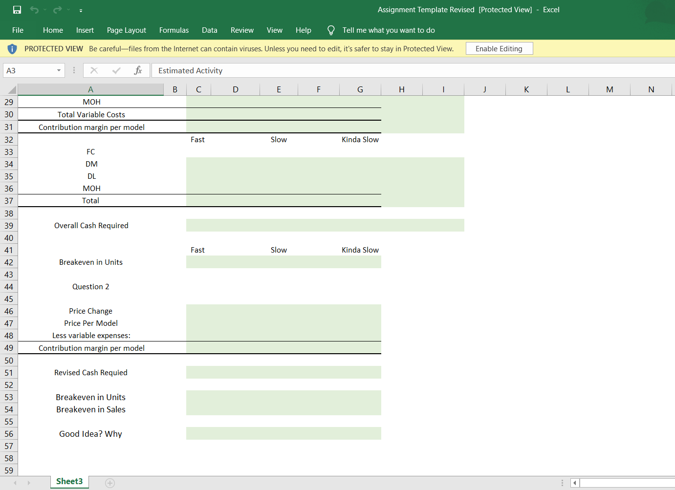 excel. All workings must be dynamic. An example of what dynamic means