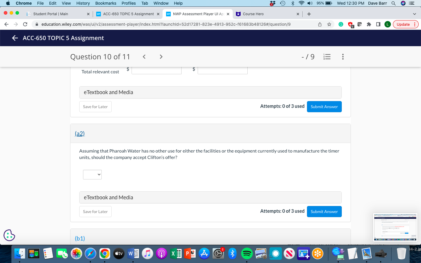 ... Student Portal | Main x WP ACC-650 TOPIC 5 Assignment x