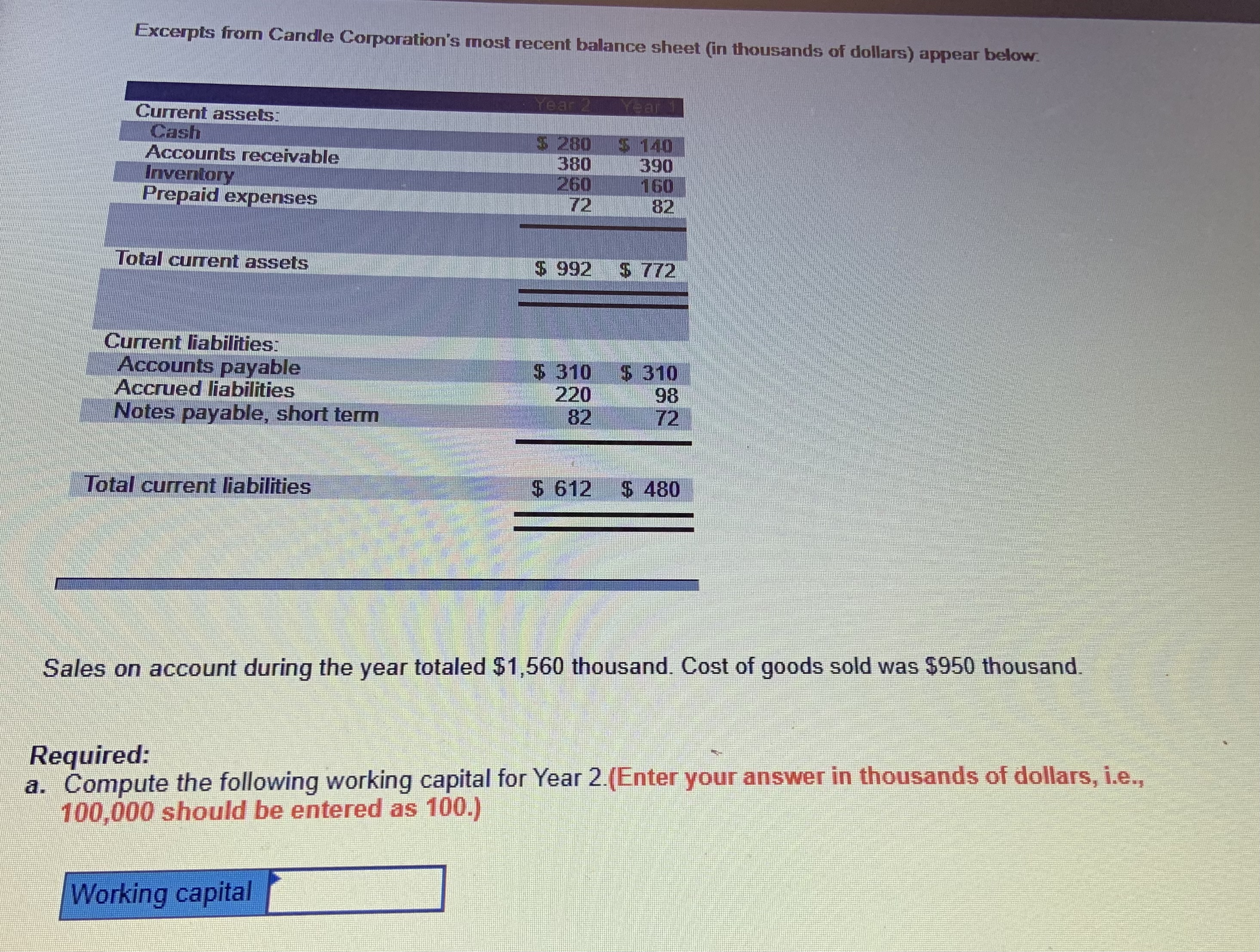 the following average collection period for Year 2.(Use 365 days in a