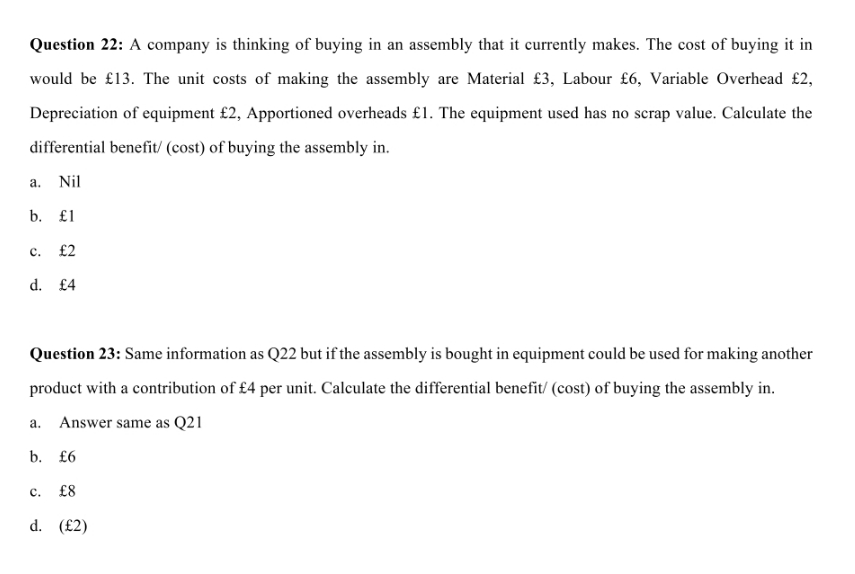 How do I solve q22 and 23? Question 22: A company is