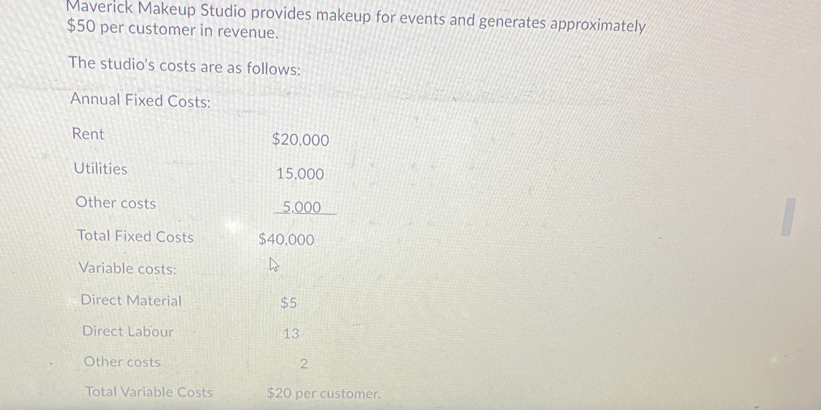 Maverick Makeup Studio provides makeup for events and generates approximately $50