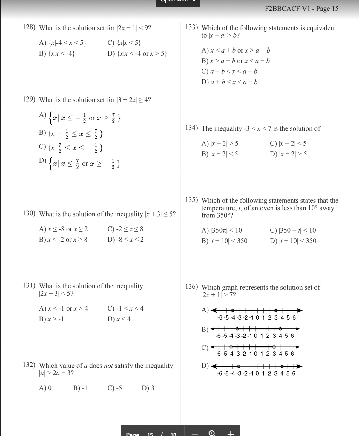 - 1)| = 20 123) What is the solution set for |3x