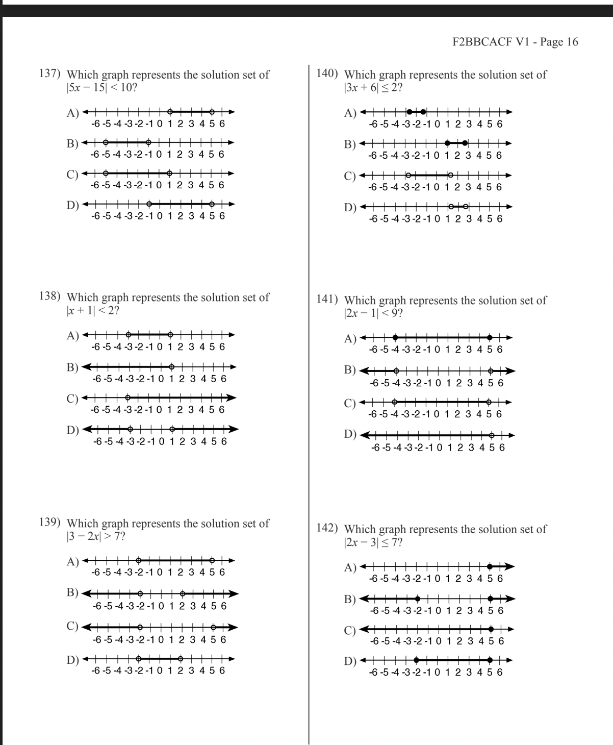+ 6| 8 or x -2} D) {xx 5? 118) Solve for