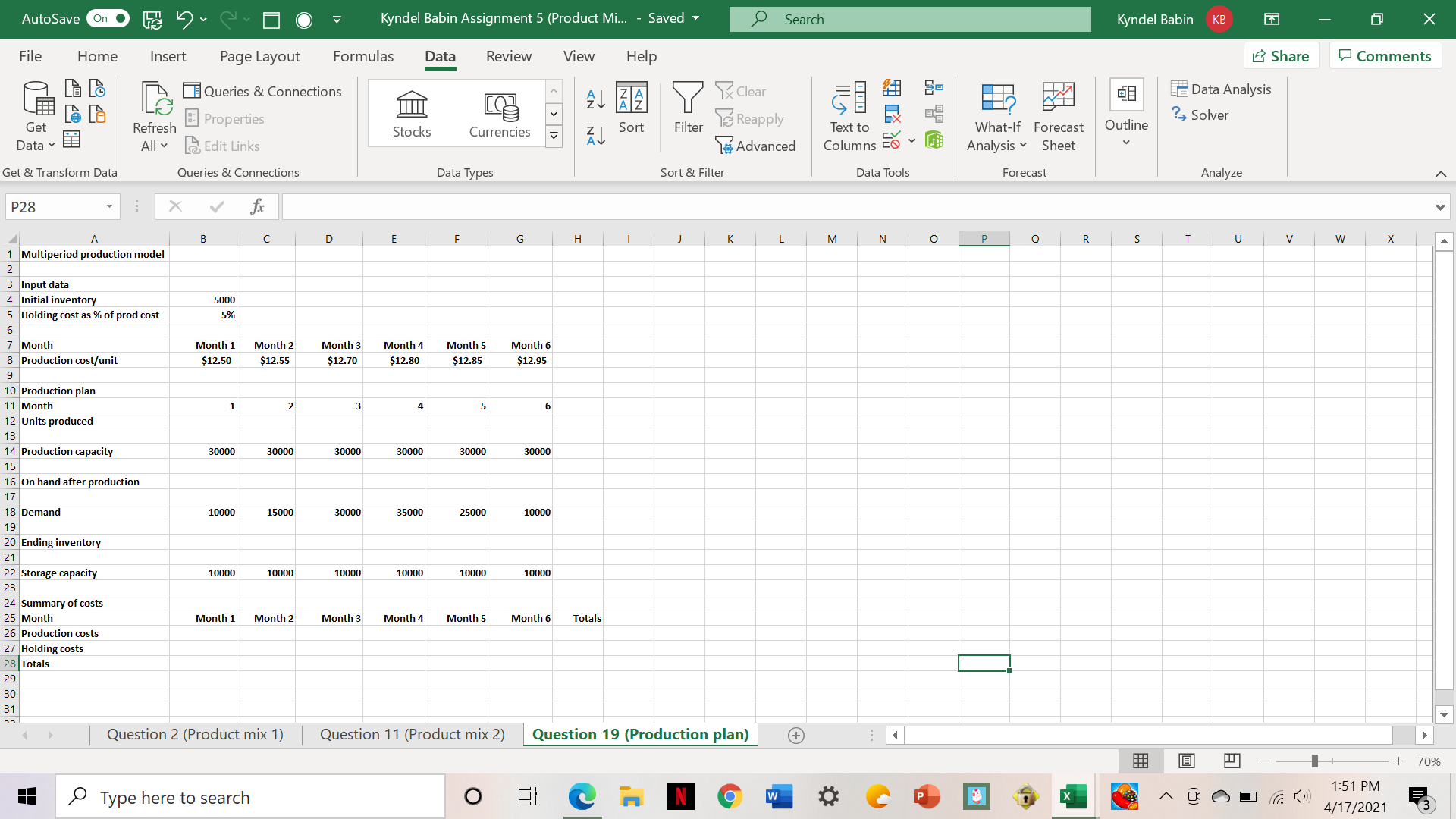 Modify the Pigskin model so that there are 8 months in the