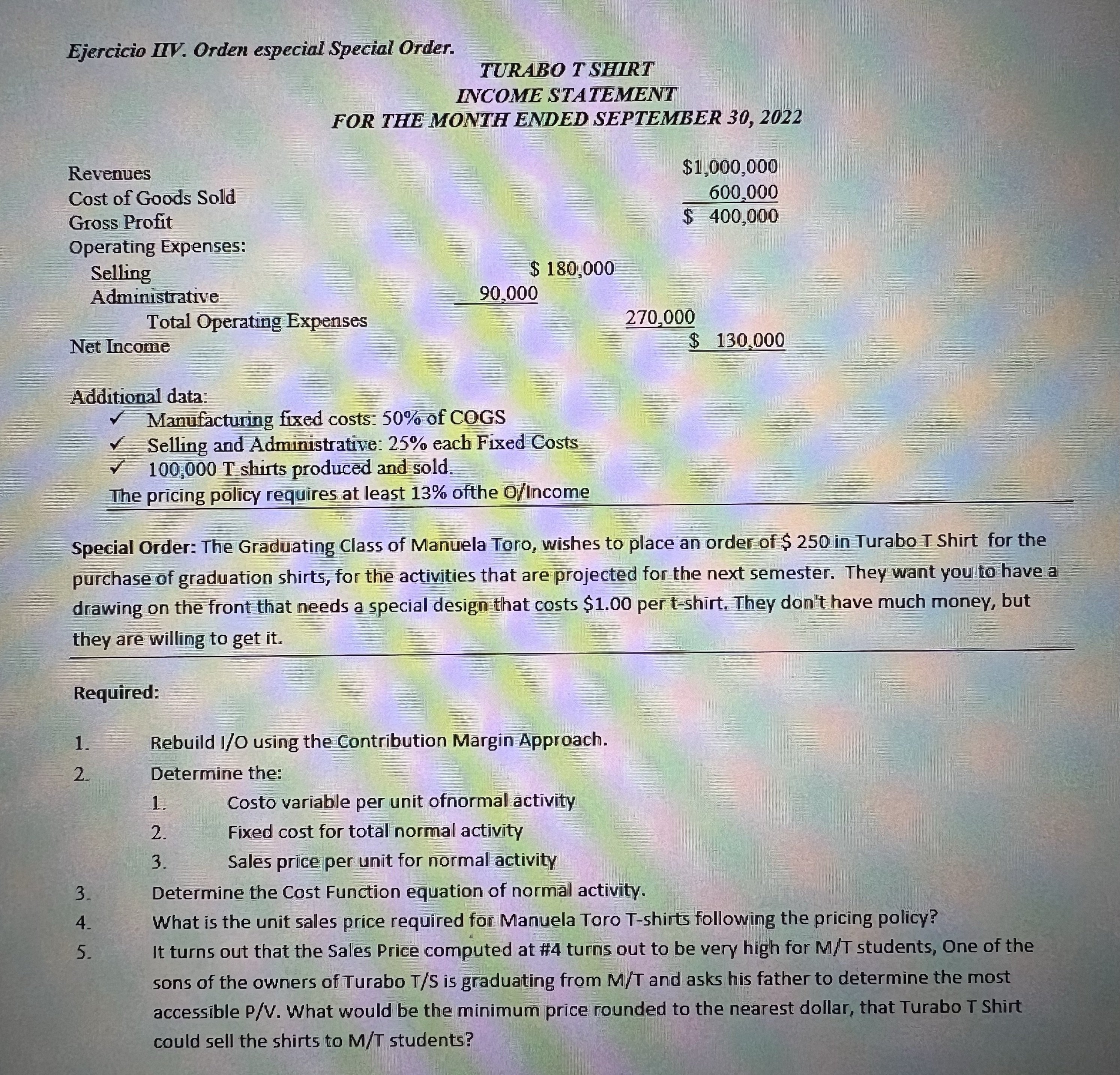 we need help with this exercise to study and practice on the