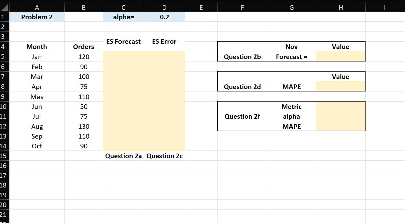 column C (starting in the appropriate cell). write a formula to forecast