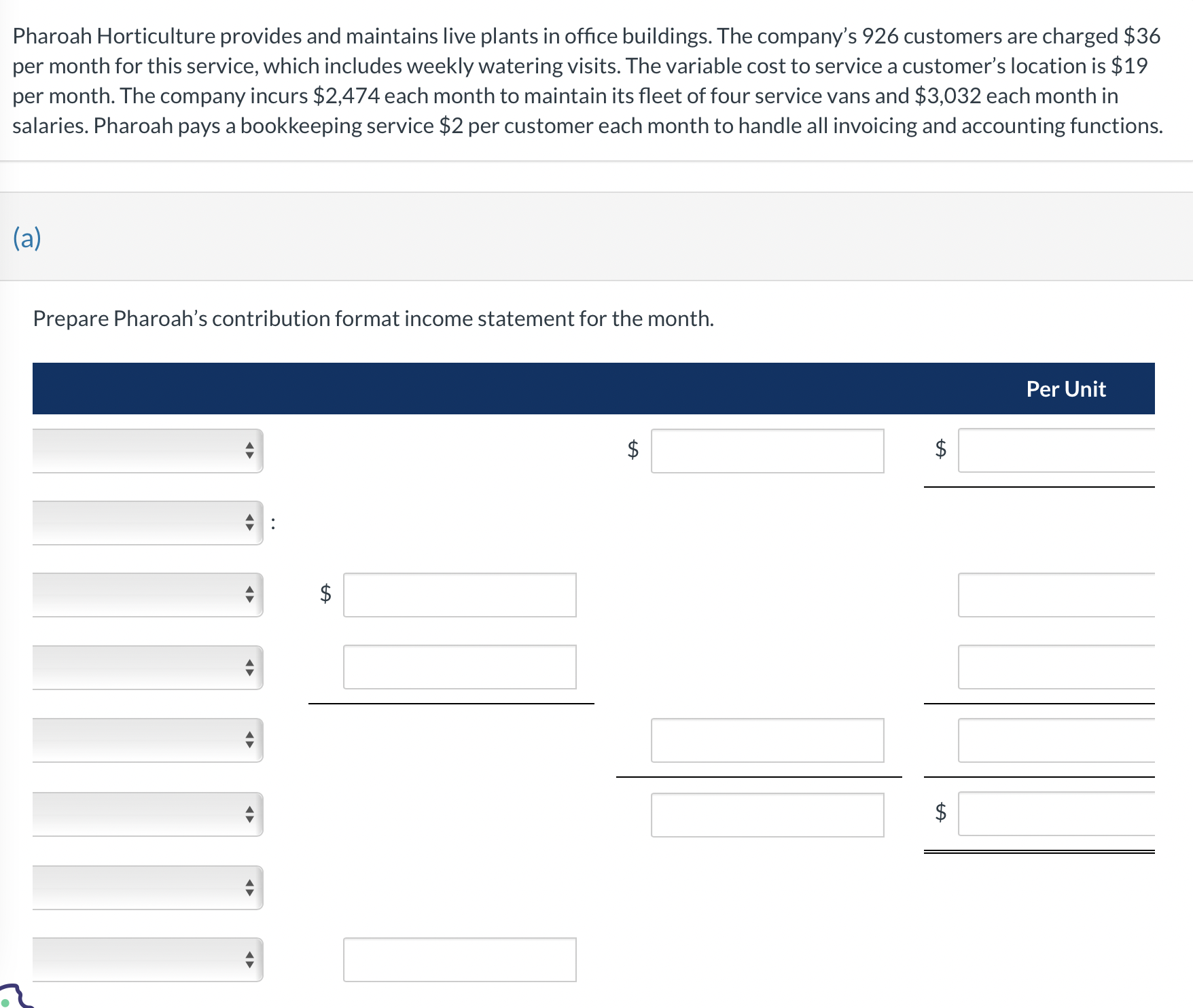 {b 4} 4} m (b) What is the expected monthly operating income