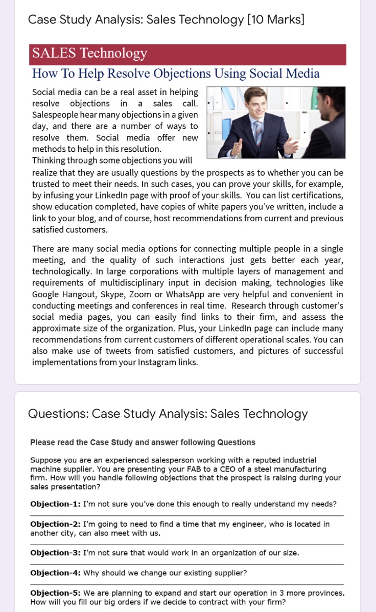 Multimedia sales presentations Case Study Analysis: Sales Technology [10 Marks] SA L