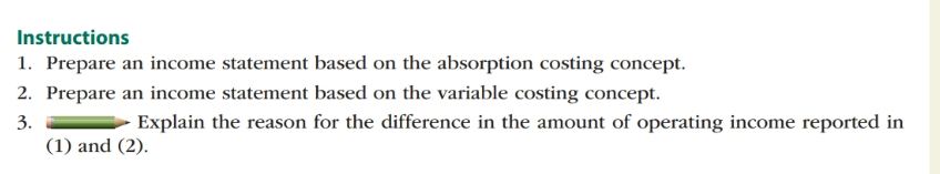 costing income statements on]. 1, 2 During the rst month of operations