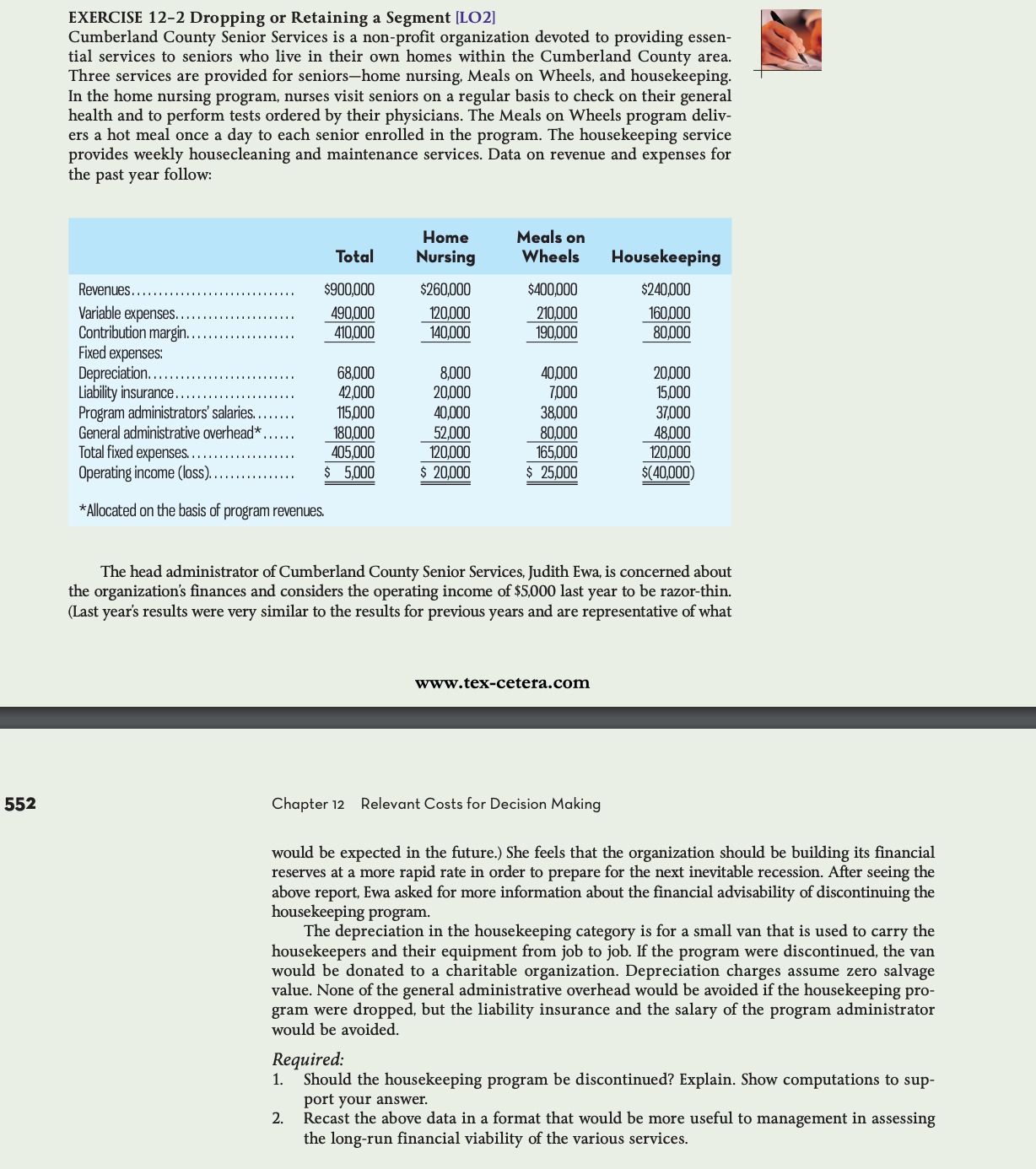  EXERCISE 122 Dropping or Retaining a Segment [L02] Cumberland County Senior