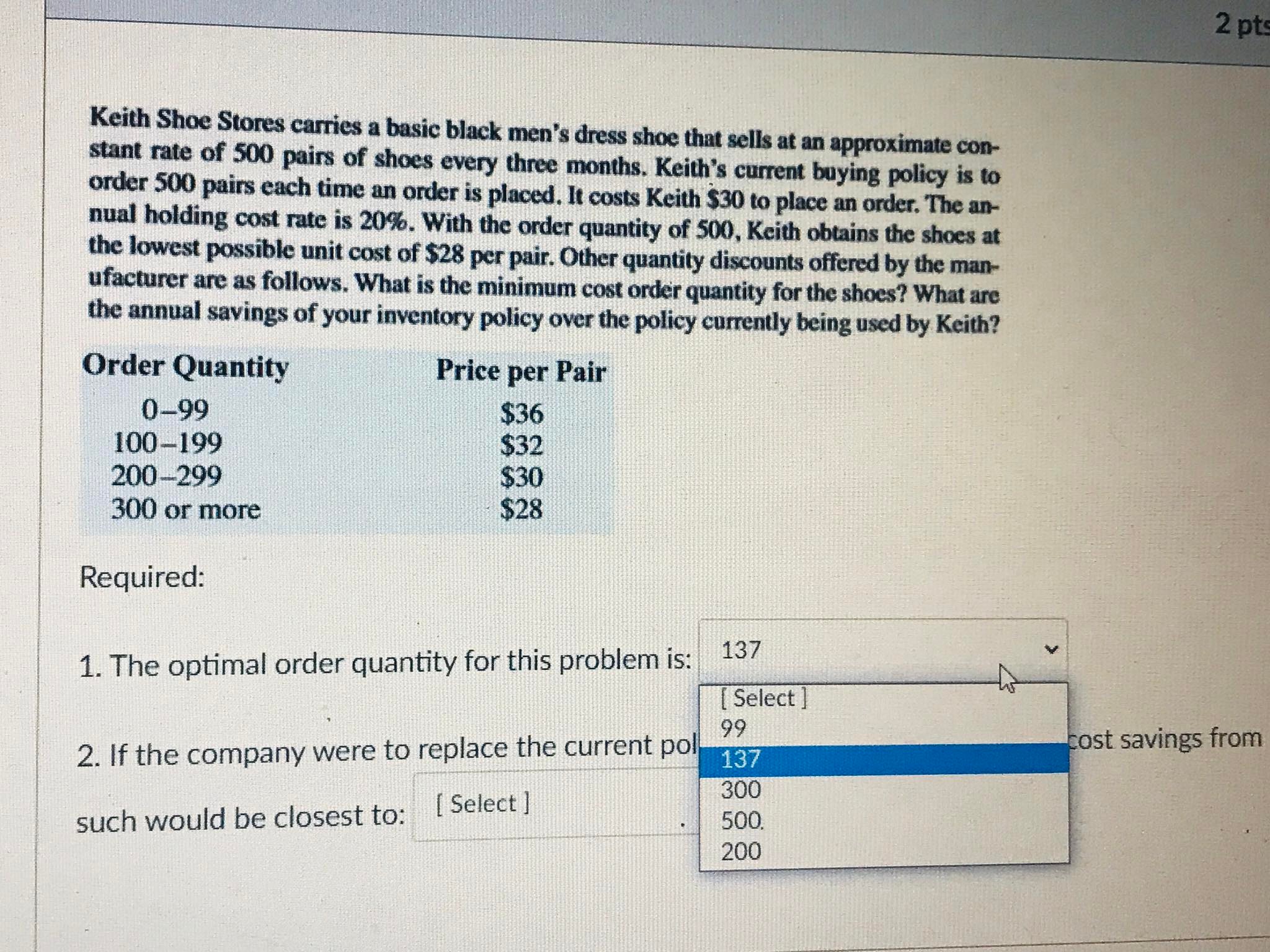 black men's dress shoe that sells at an approximate con- stant rate