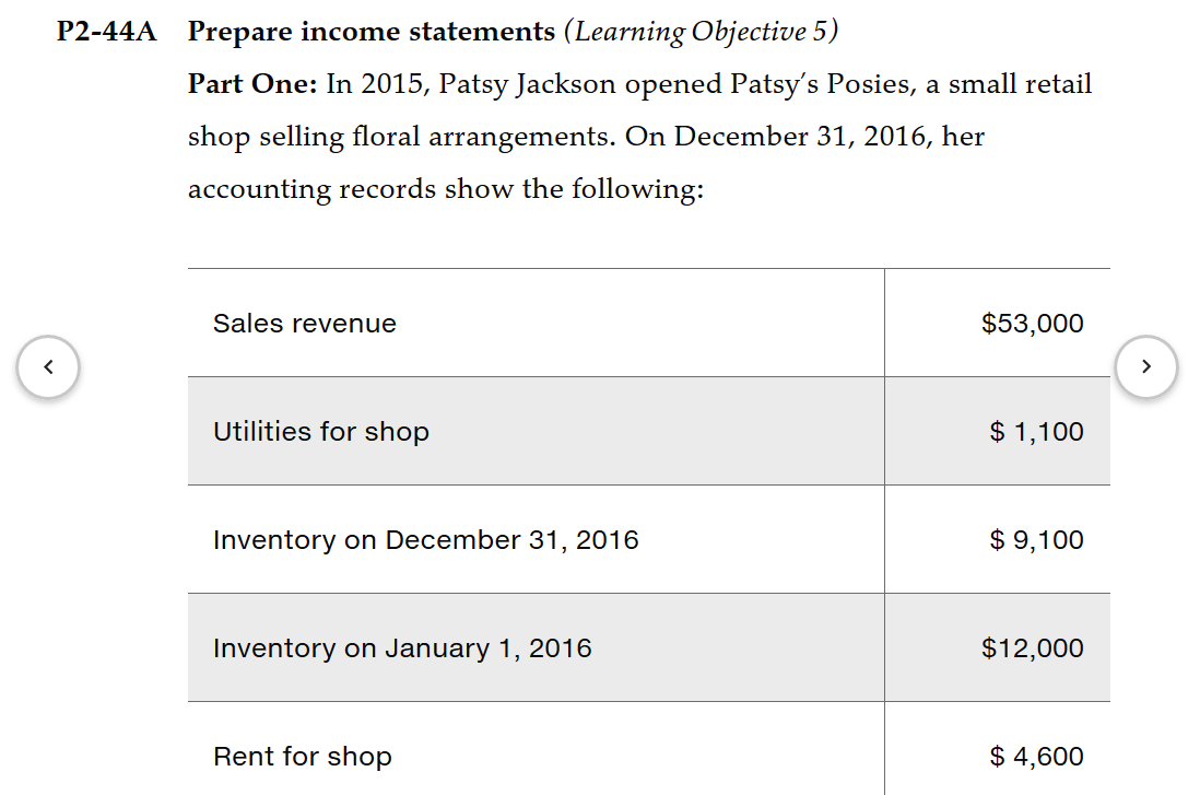 I do not sure how to solve this problem. P2-44A Prepare income