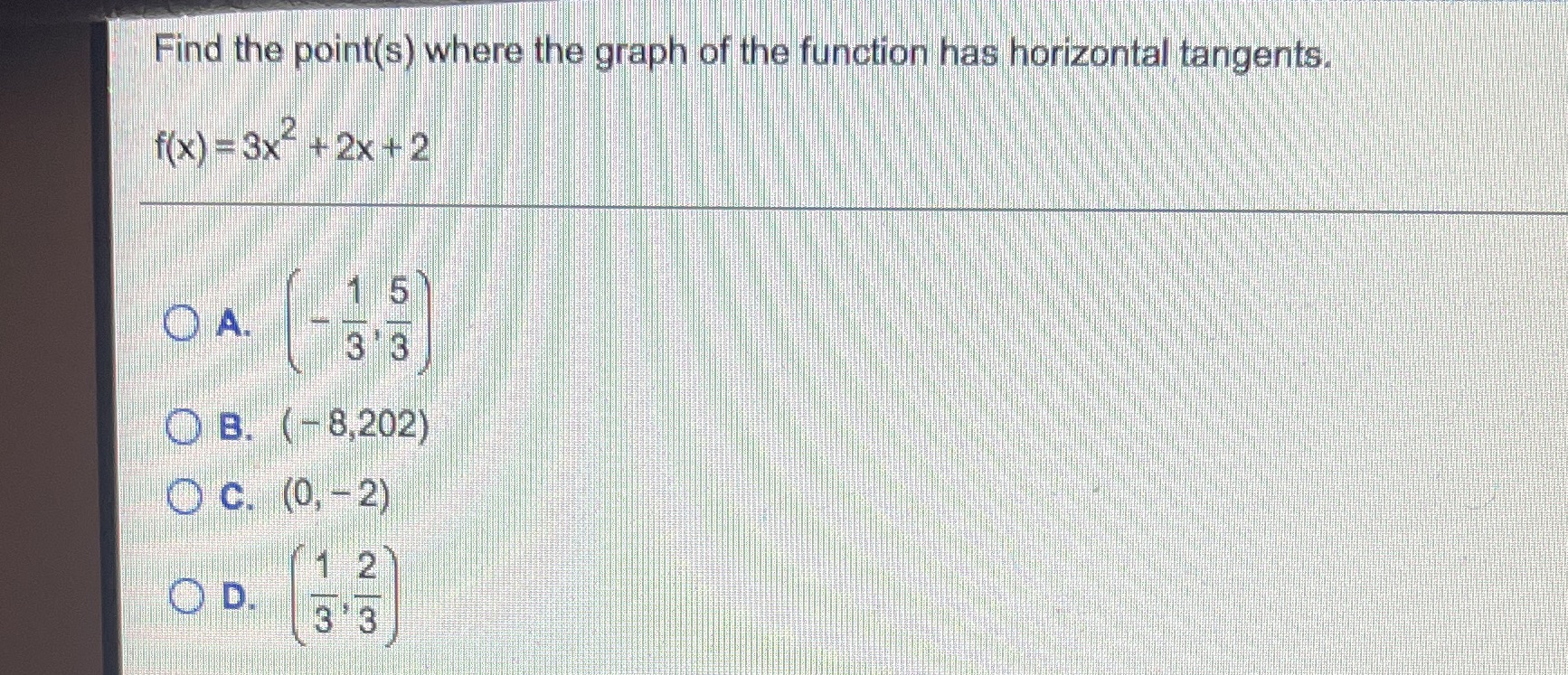 Find the point(s) where the graph of the function has horizontal