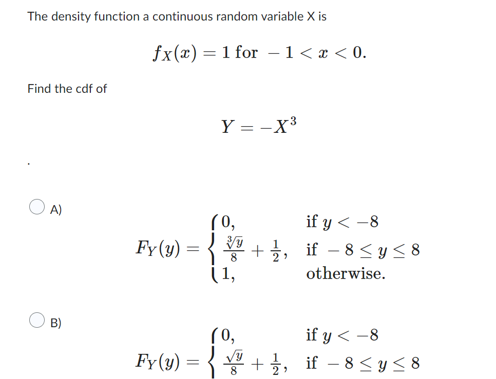 The density function a continuous random variable X is fx@) 1 for