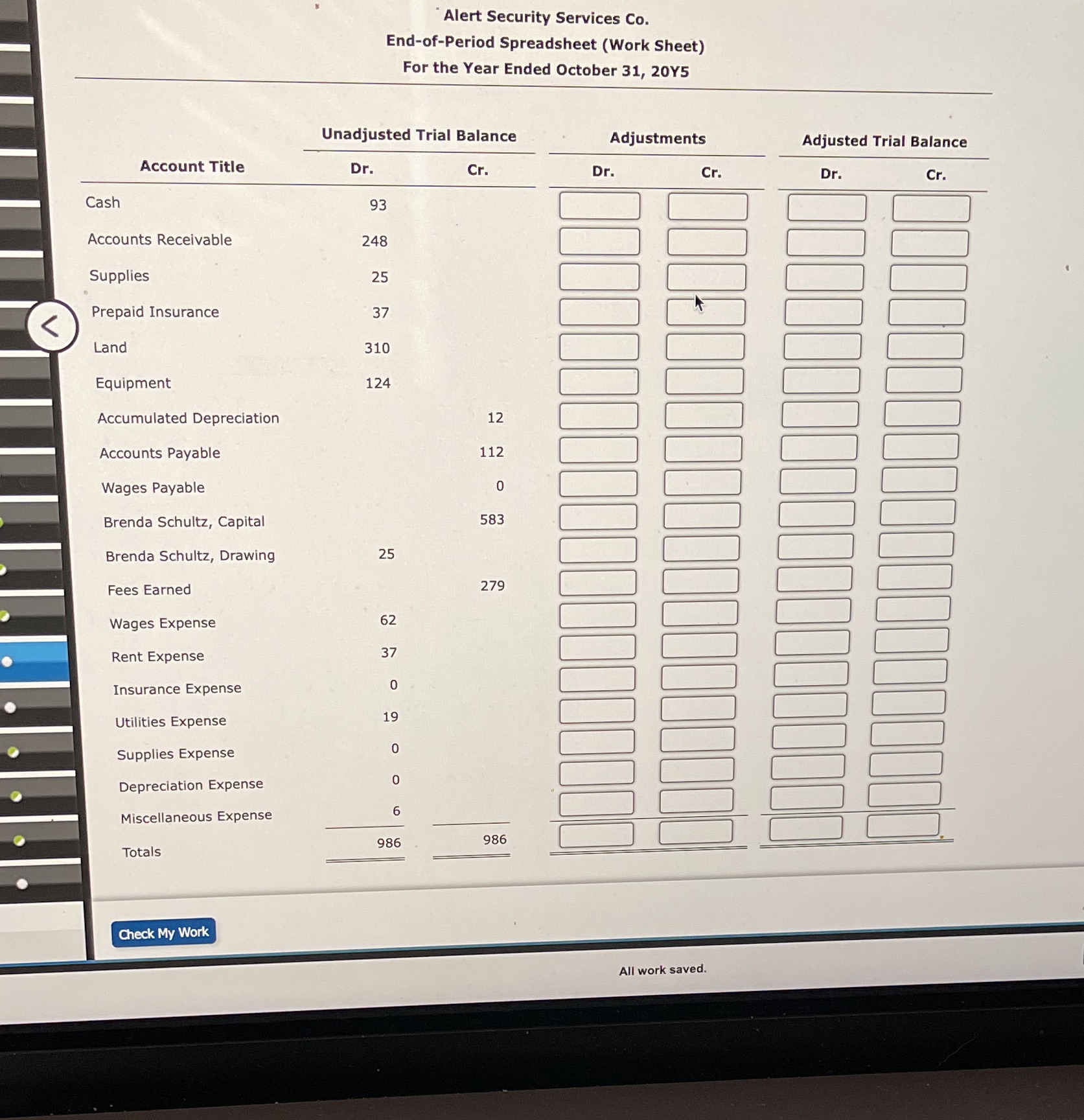 Ex 04.24 Appendix: Adjustment Data on an End-of-Period SpreadsheetAlert Security Services Co.
