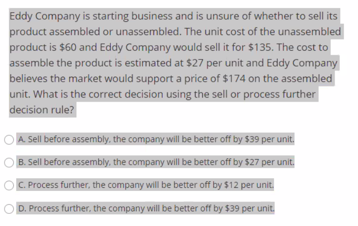 please help with the question from the image Eddy Company is starting