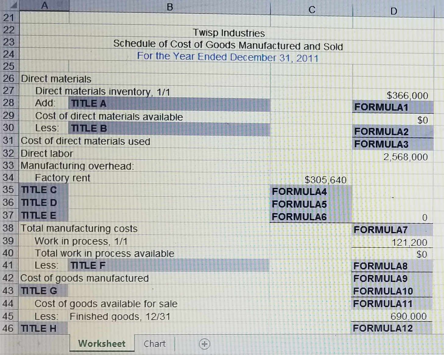 Section 6 7 Depreciation-equipment $180,000 8 Direct labor 2,568,000 9 Direct materials