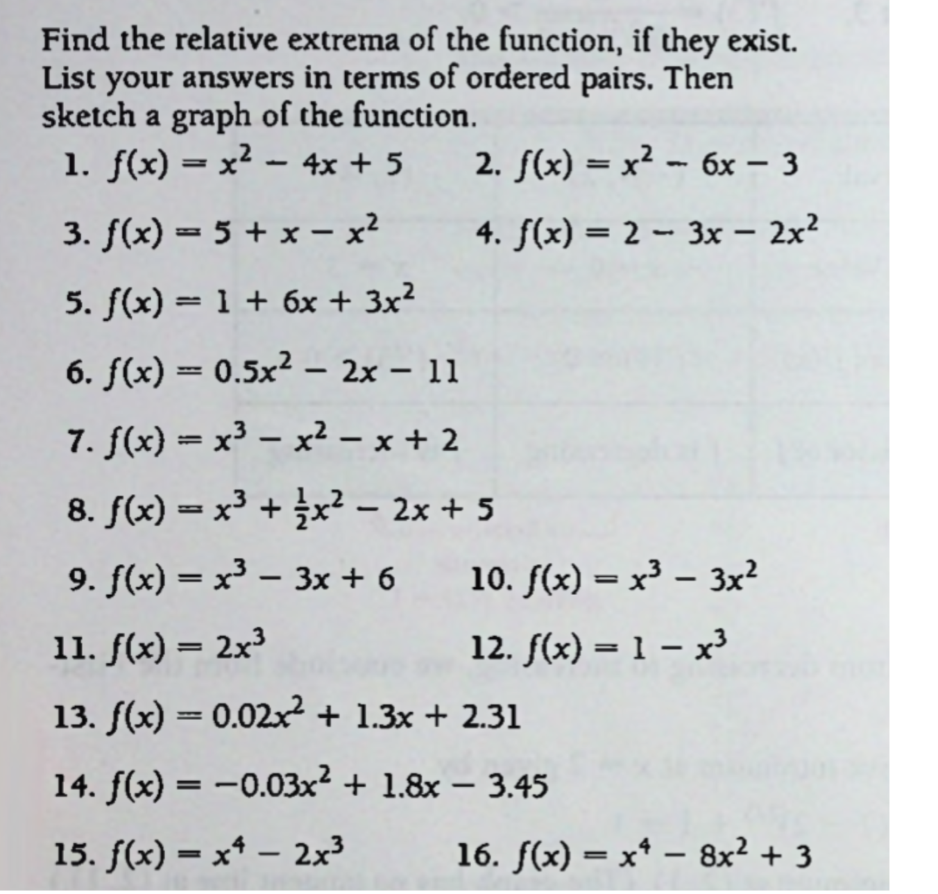 Please do numbers 2, 9, 10, 12, 15. Please do it on