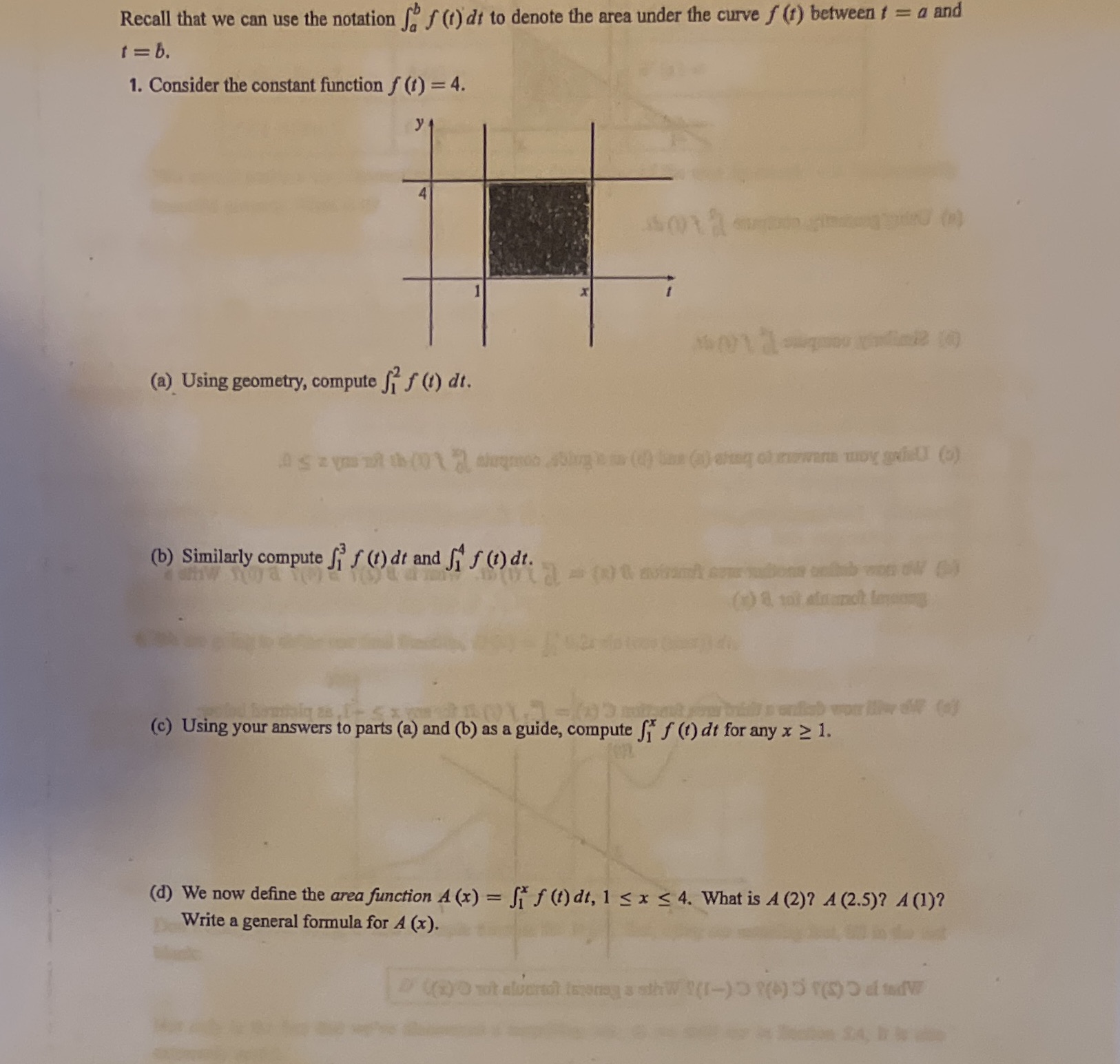 Recall that we can use the notation fo f () di