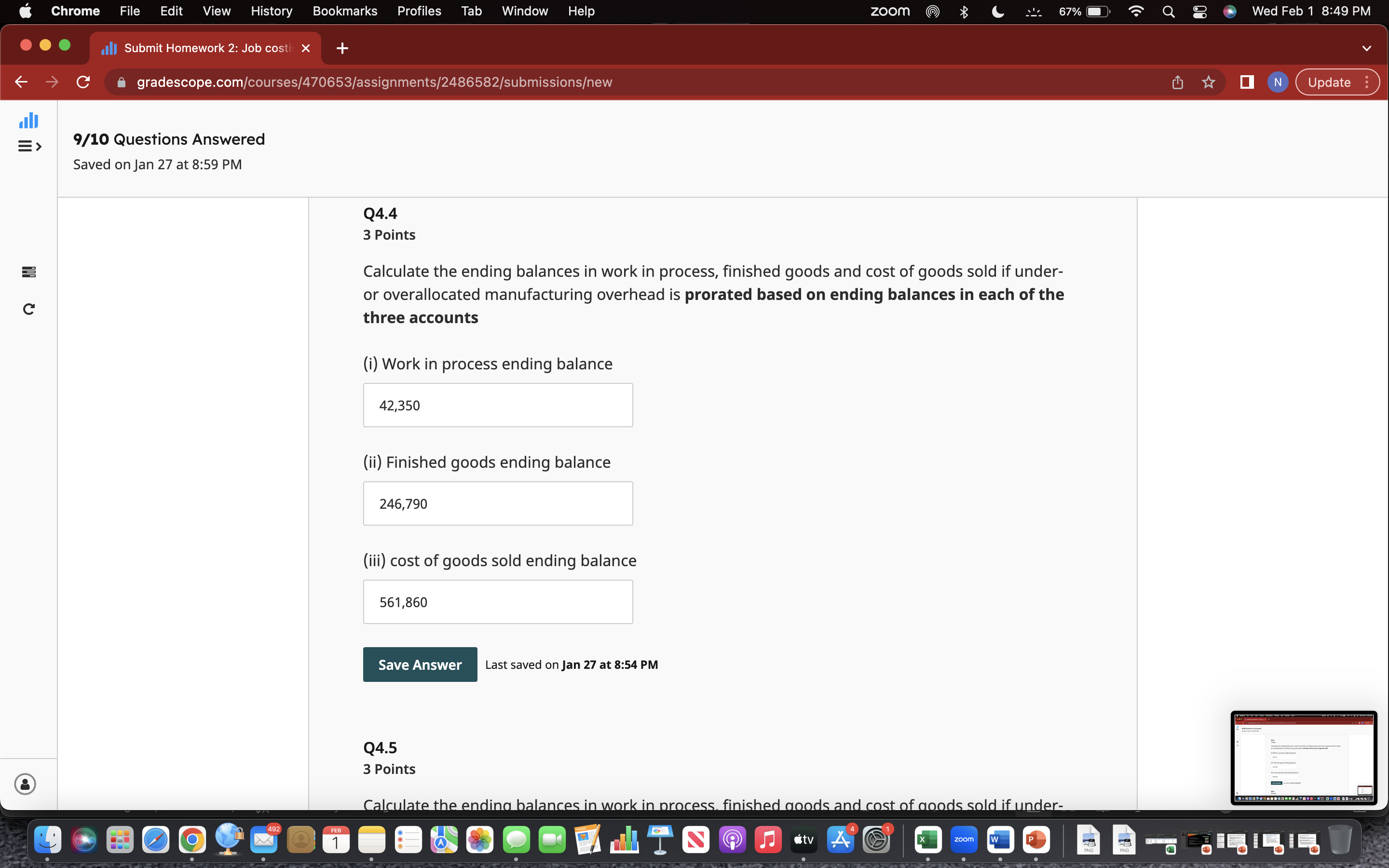 Answered Saved on Jan 27 at 8:59 PM Q4 9 Points The