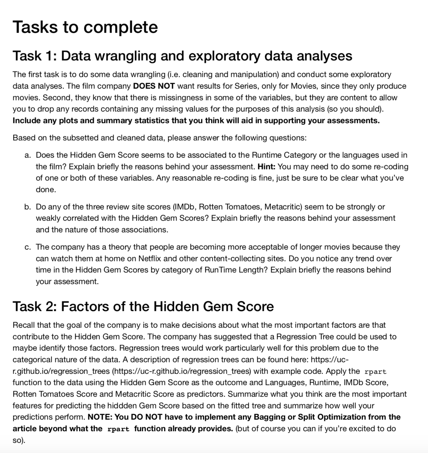 you to complete some tasks based on a hypothetical request from an