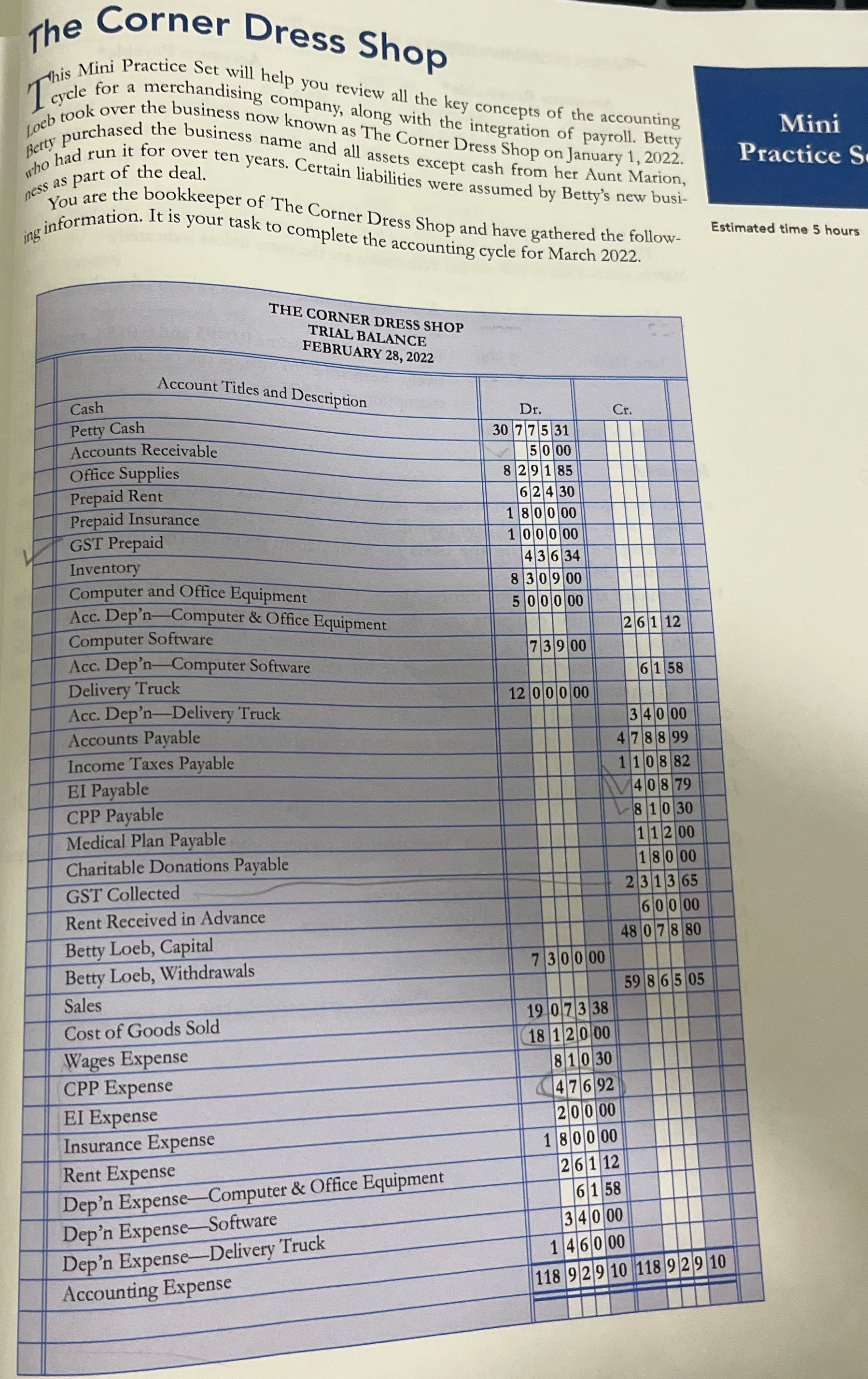 Please solve this mini practice for me The Corner Dress Shop this