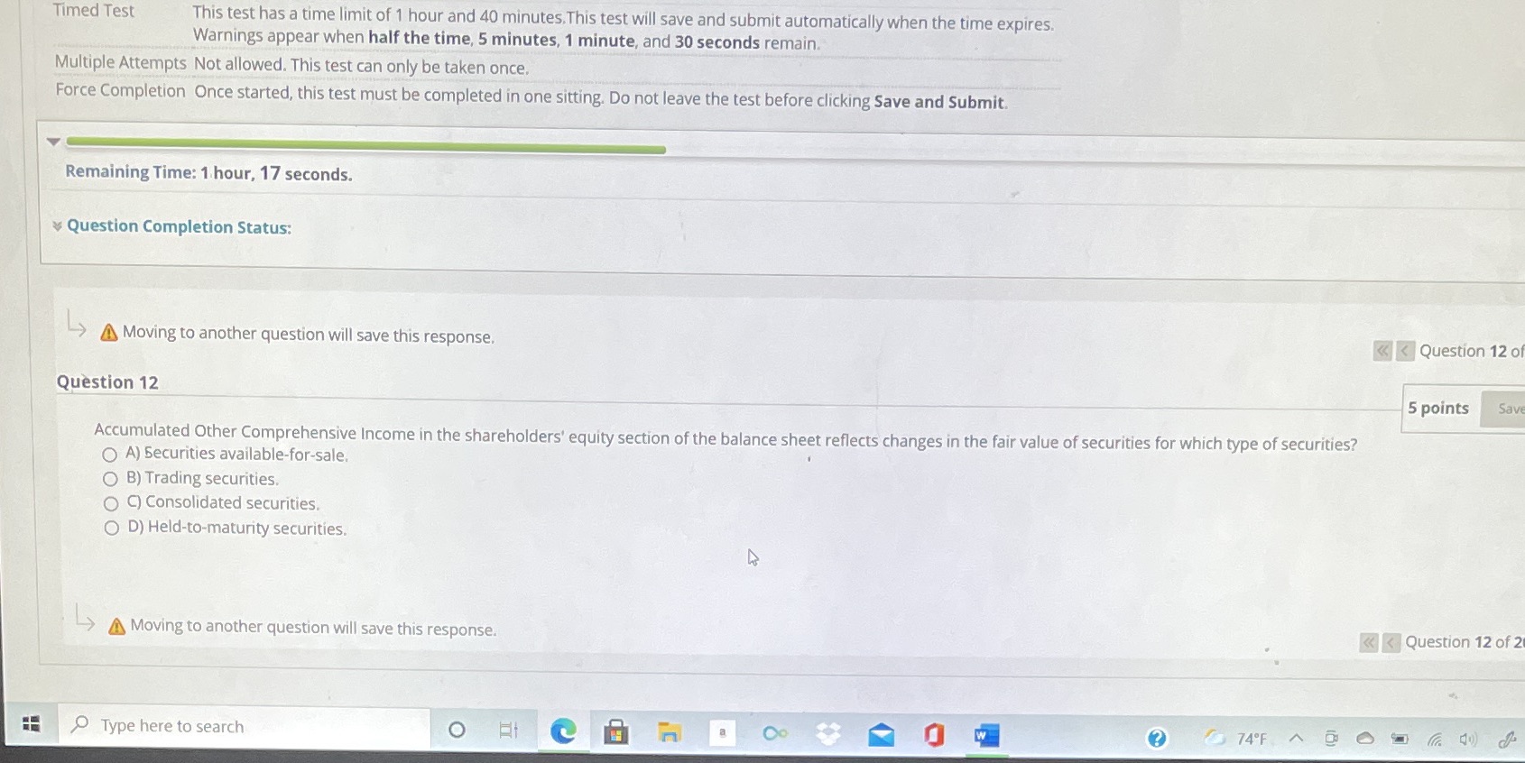  Timed Test This test has a time limit of 1 hour