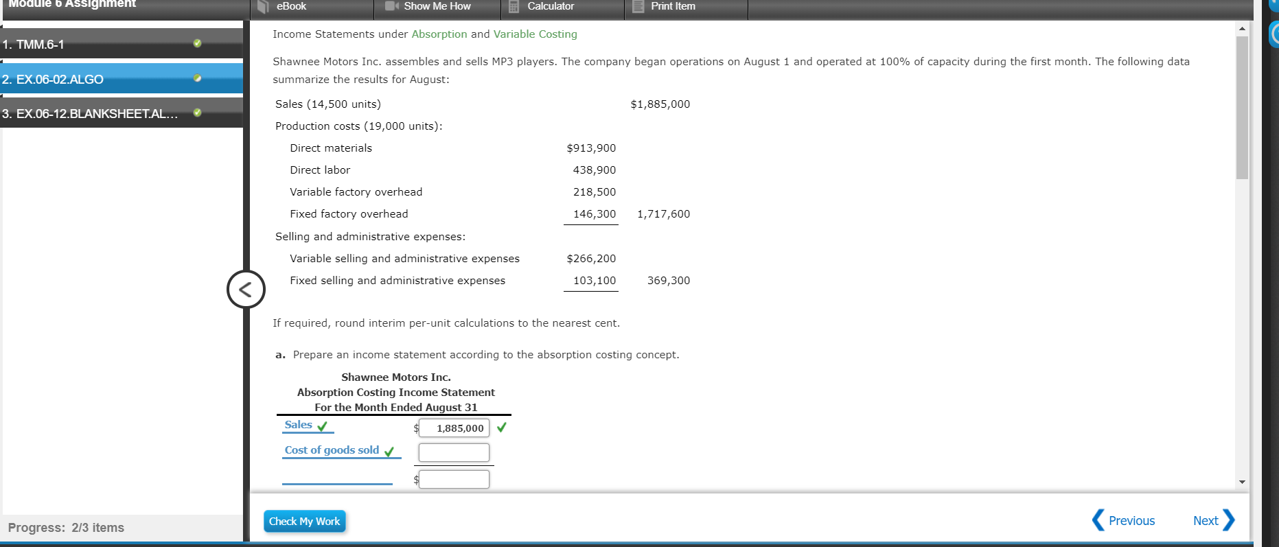 How do I solve this. Module 6 Assignment eBook Show Me How