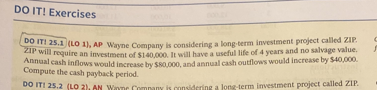 DO IT! Exercises DO IT! 25.1 (LO 1), AP Wayne Company