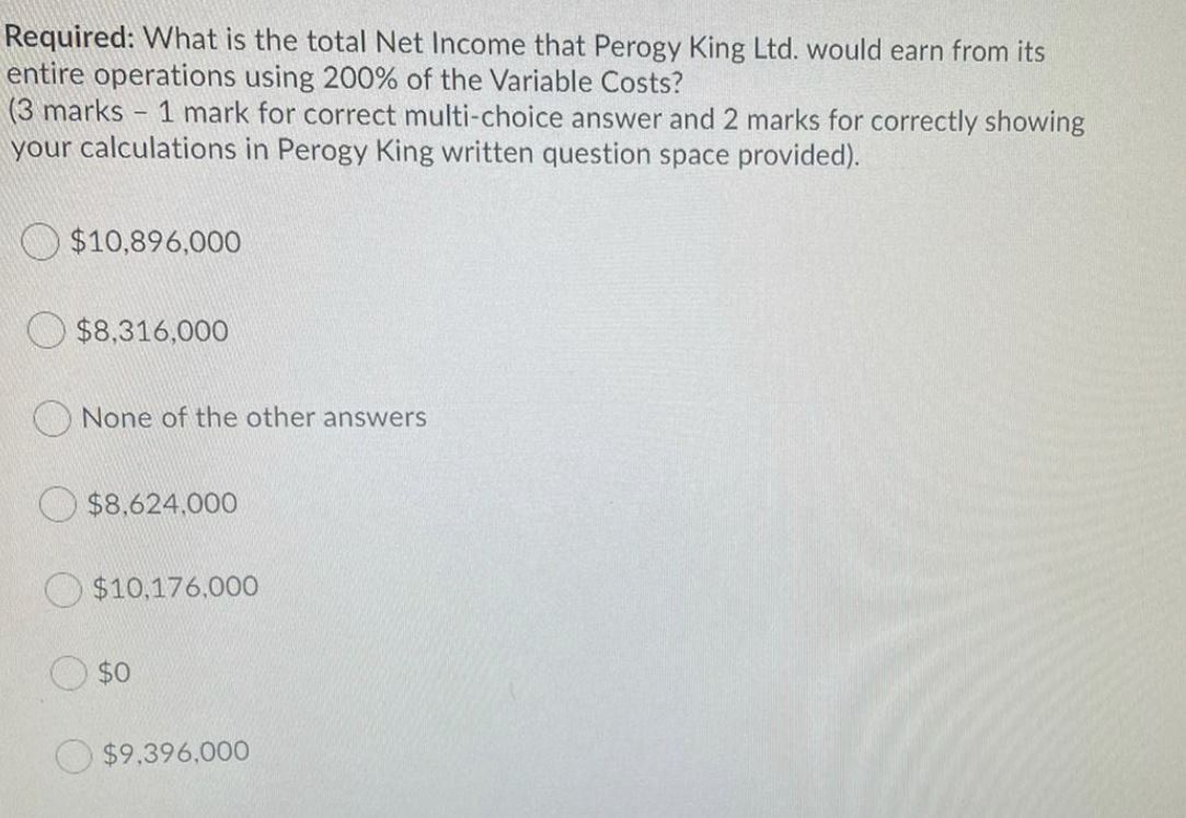 Required: What is the total Net Income that Perogy King Ltd. would