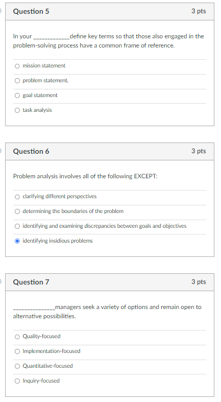  Question 5 3 pts In your define key terms so that