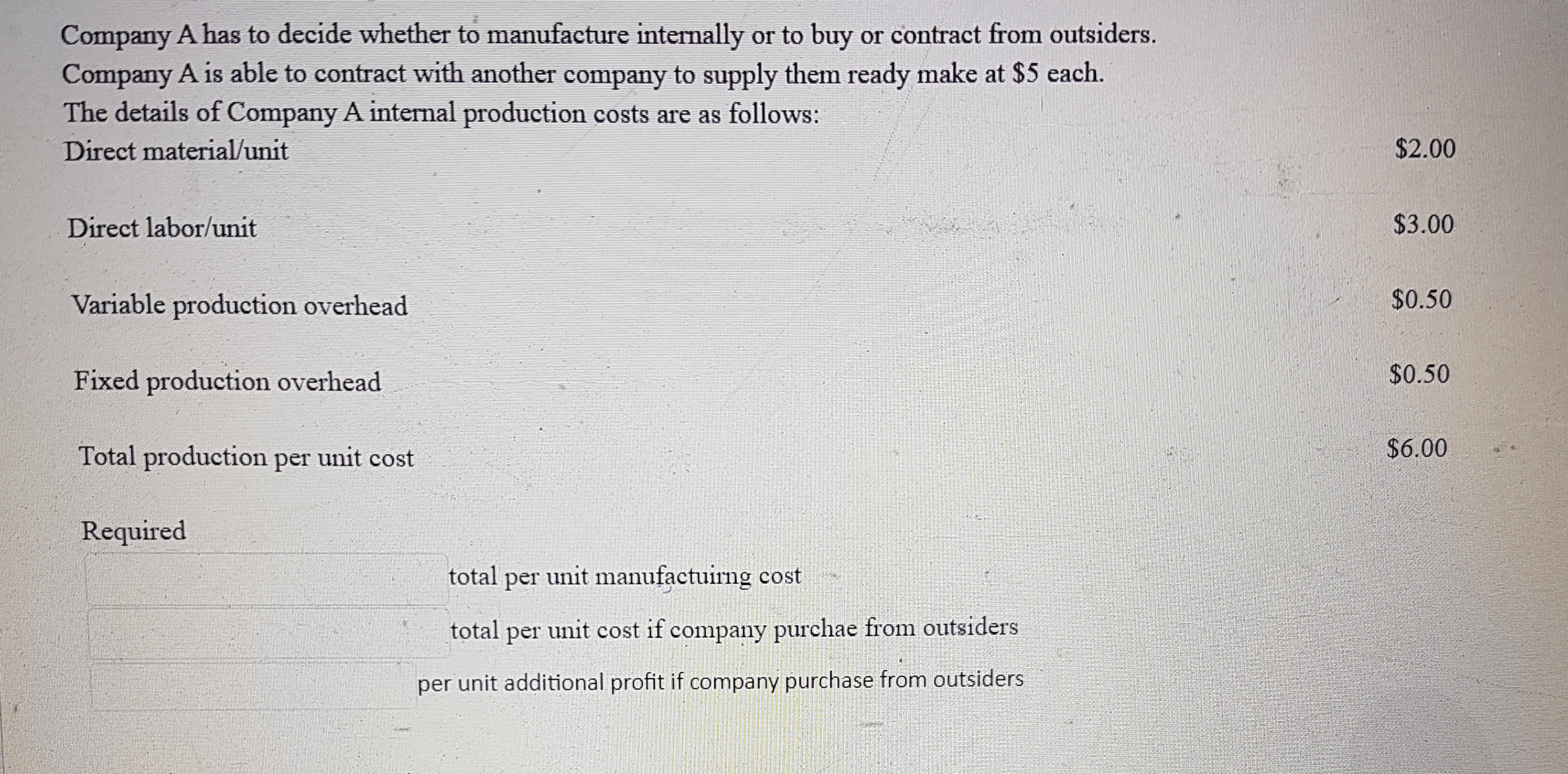 Note ( Need answer Asap) Company A has to decide whether to