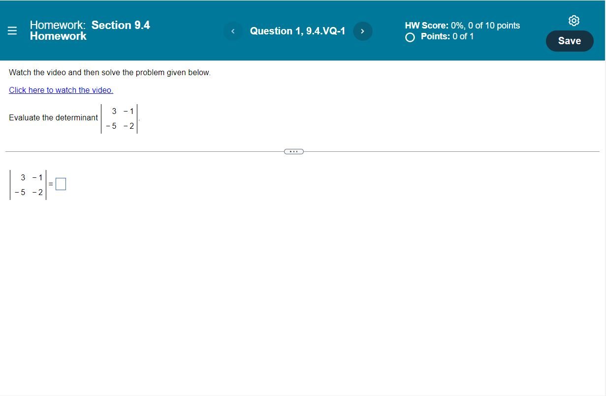  Homework: Section 9.4 mm Score: 0%, 0 mm points = Homework