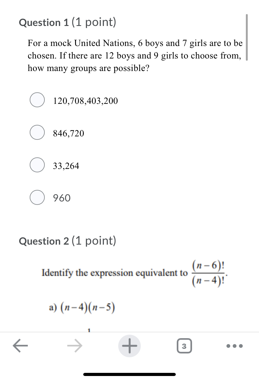 PLEASE ADDRESS ALL QUESTIONS Question 1 (1 point) For a mock United