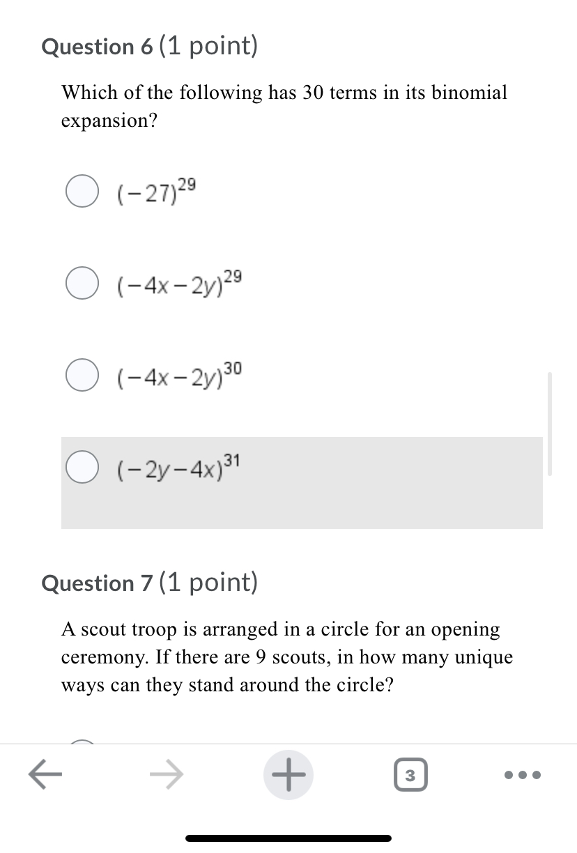 eXpression equivalent to a) (n 4)(n5) I e a + E] Question