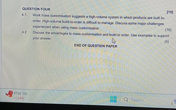 please help me with these questions QUESTION FOUR [15] 4.1 Work mass