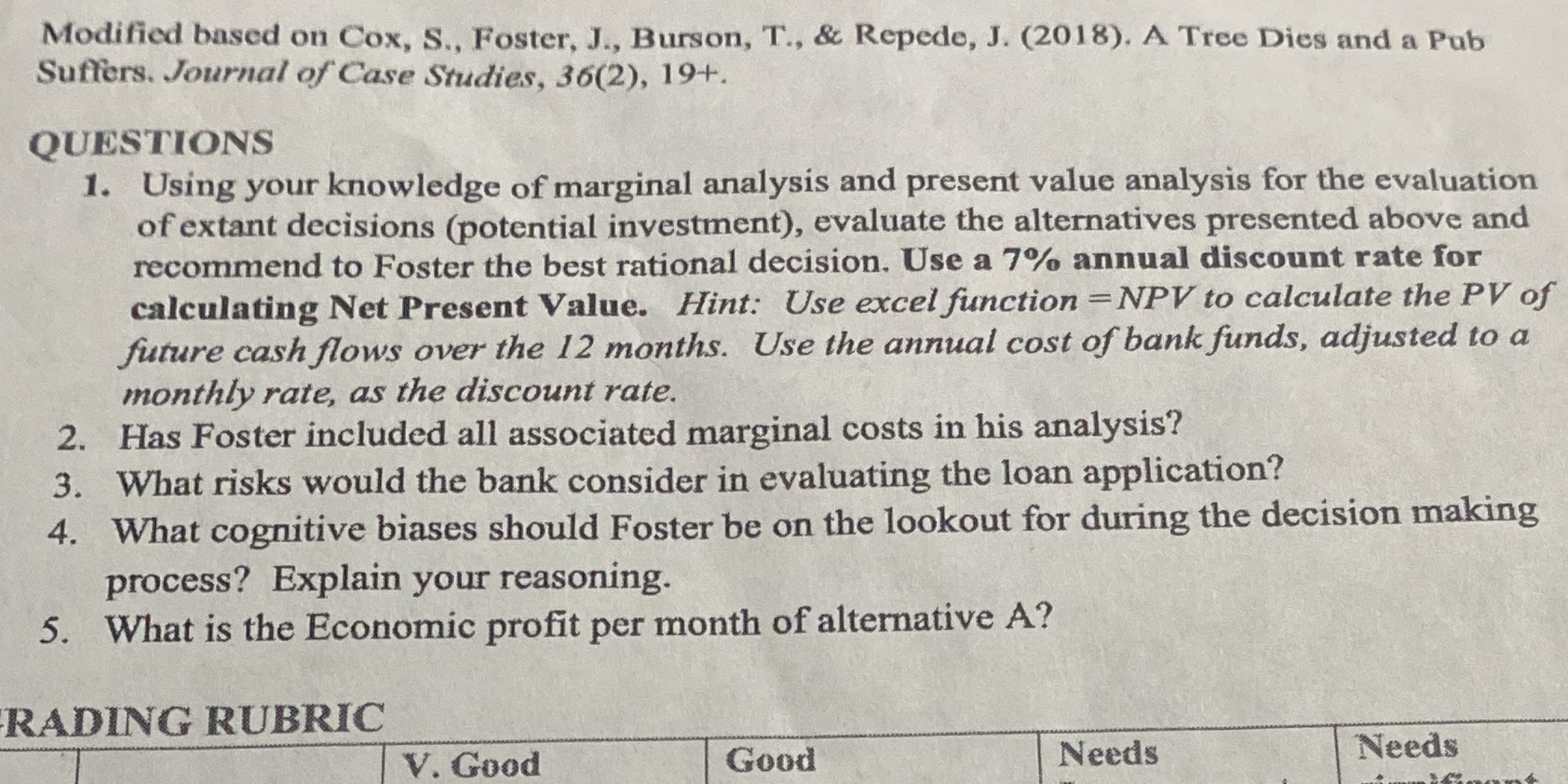 Case outline Modified based on Cox, S., Foster, J., Burson, T., &