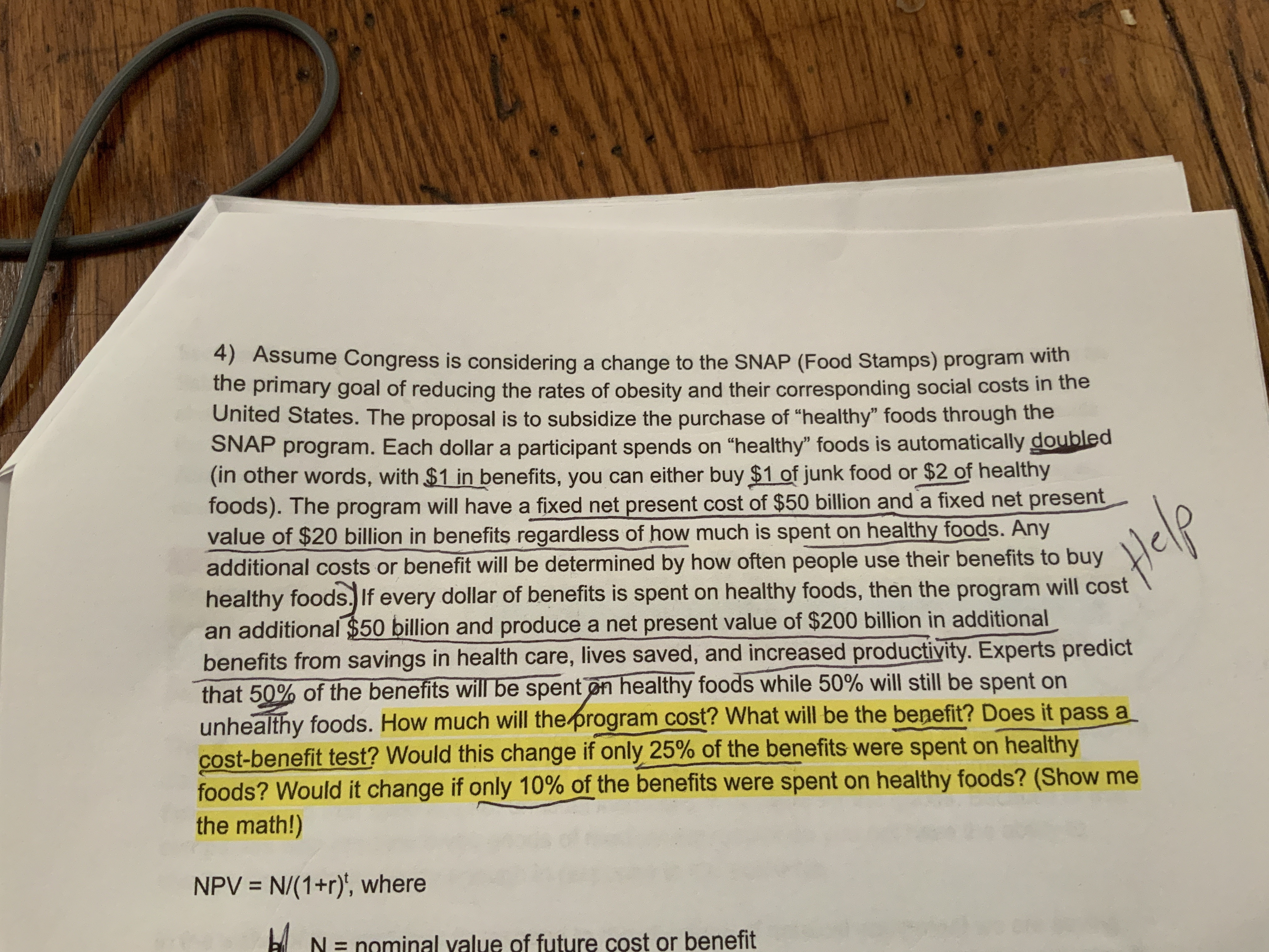 This is the problem, need answers, show work 4) Assume Congress is