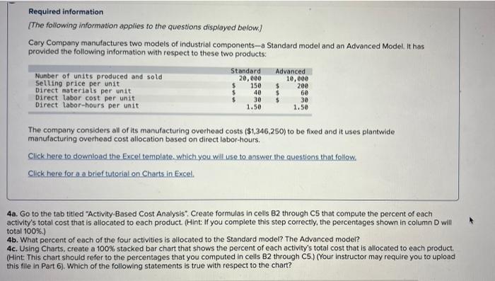 ro//owing information applies to the questions dise'ayed below.} Cary Company manufactures two