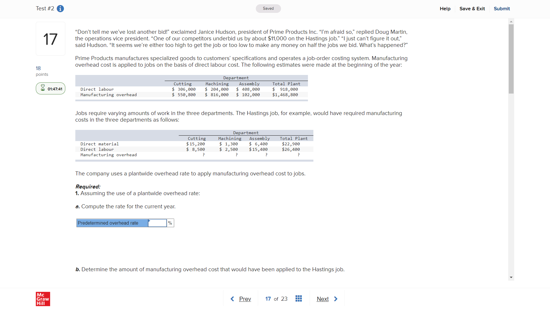  Test #2 i Saved Help Save & Exit Submit "Don't tell